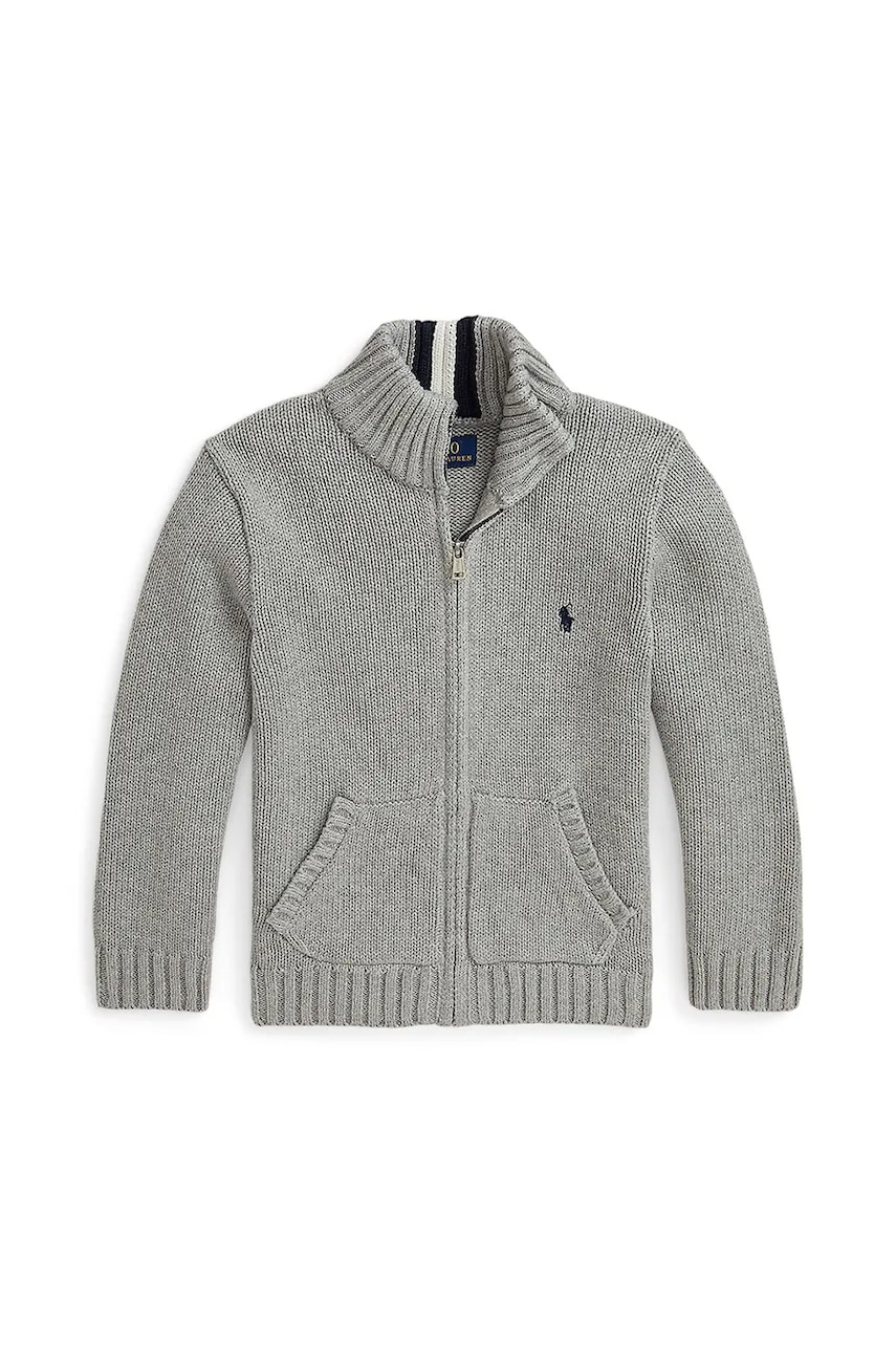 Детский хлопковый кардиган Polo Ralph Lauren цвет серый 322799411026 Детский хлопковый кардиган Polo Ralph Lauren цвет серый 322799411026