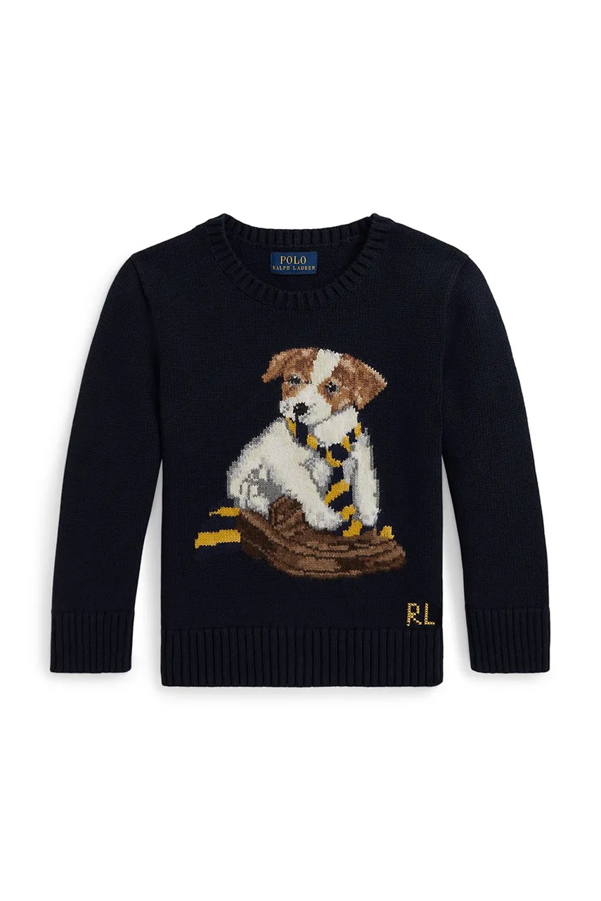 Детский хлопковый свитер Polo Ralph Lauren цвет синий 322978392001 Детский хлопковый свитер Polo Ralph Lauren цвет синий 322978392001