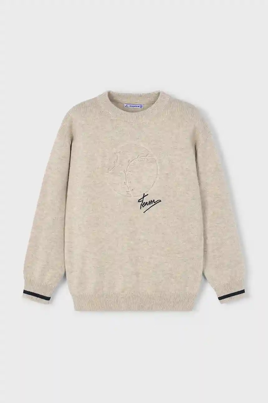 Детский свитер с примесью шерсти Mayoral цвет бежевый лёгкий 4372