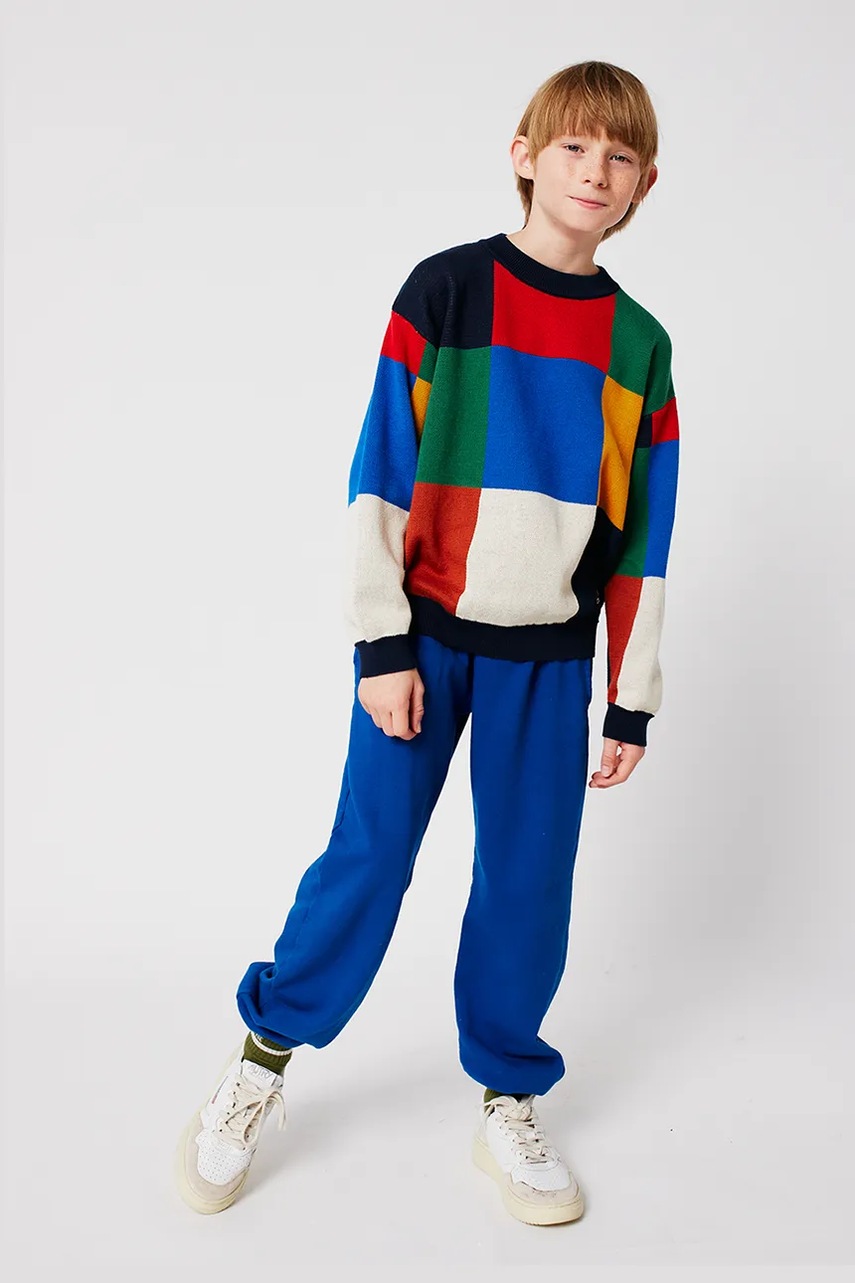 Παιδικό βαμβακερό πουλόβερ Bobo Choses Multicolor Tiles φωτογραφία