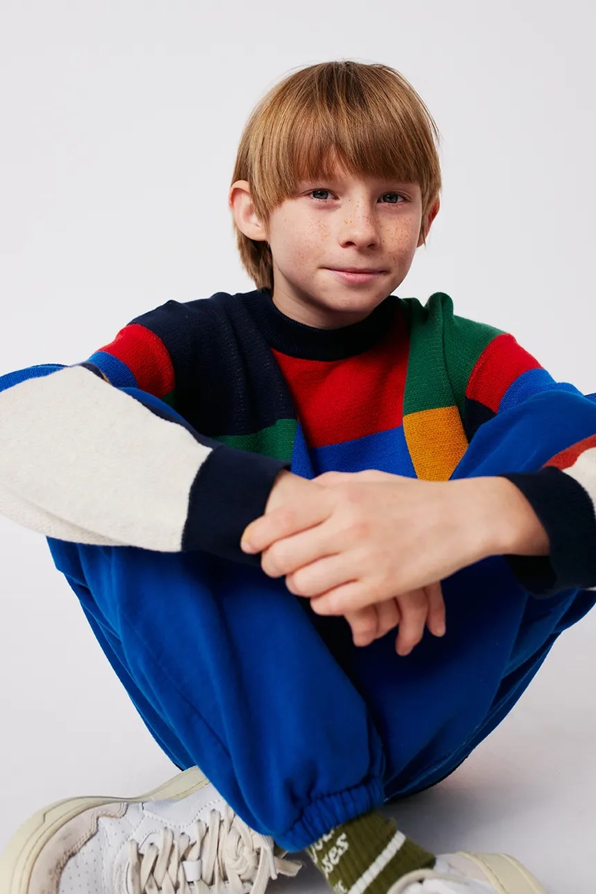 Παιδικό βαμβακερό πουλόβερ Bobo Choses Multicolor Tiles φωτογραφία