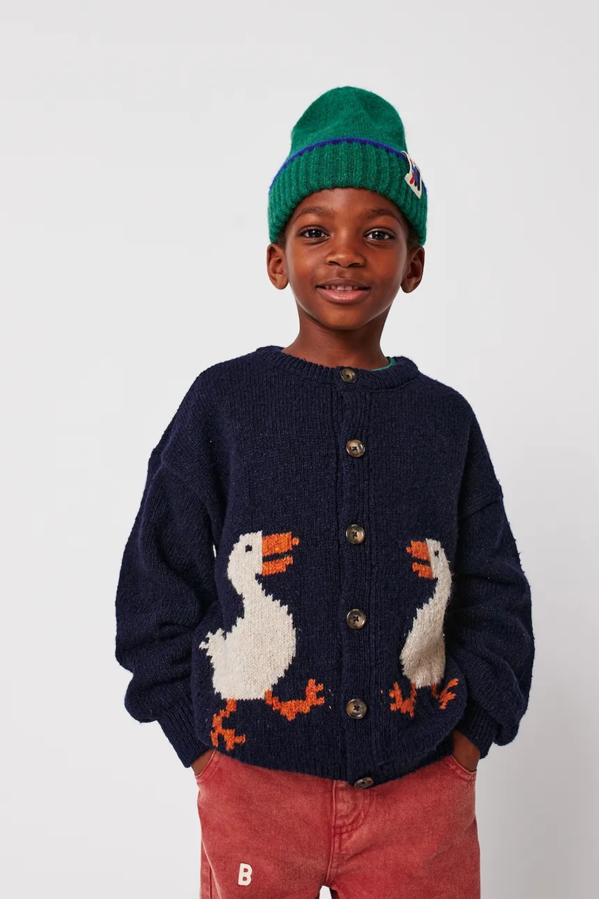 Bobo Choses cardigan de lână pentru copii La Oca culoarea bleumarin, light, 225AC113