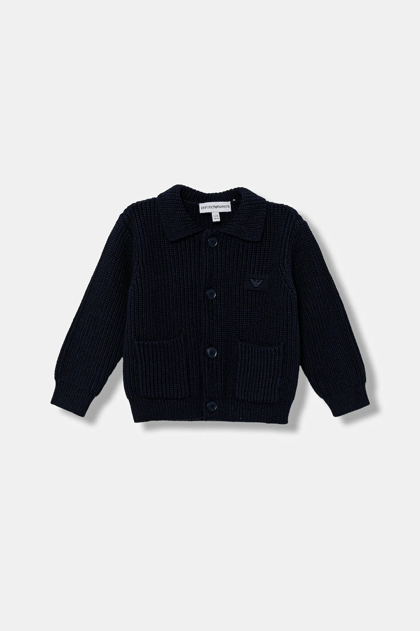Levně Kojenecký kardigan Emporio Armani tmavomodrá barva, EB000661 AF17345