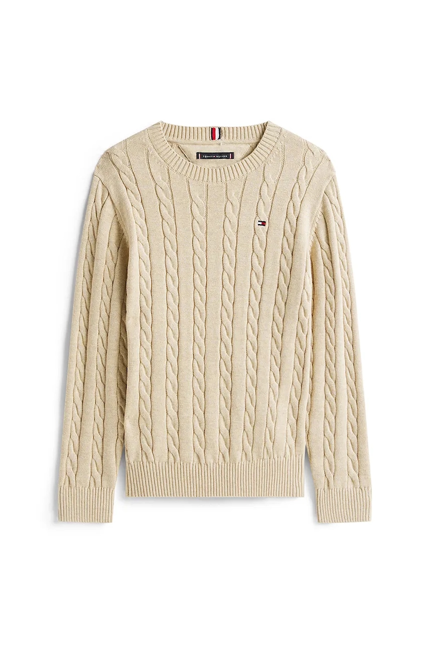 Детский хлопковый свитер Tommy Hilfiger цвет бежевый KB0KB09753 Детский хлопковый свитер Tommy Hilfiger цвет бежевый KB0KB09753