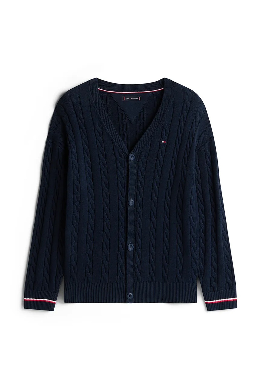 Детский хлопковый кардиган Tommy Hilfiger цвет синий KB0KB09972