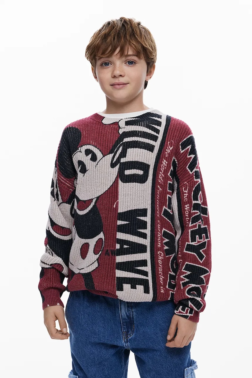 Desigual bluză copii culoarea bordo, cu imprimeu, 25WBJF01