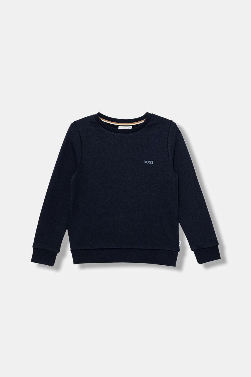 BOSS bluza copii culoarea bleumarin, uni, J52348