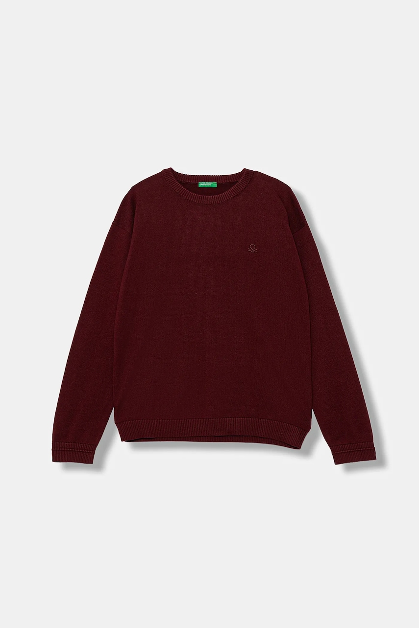United Colors of Benetton pulover de bumbac pentru copii culoarea bordo, light, 120YC108S