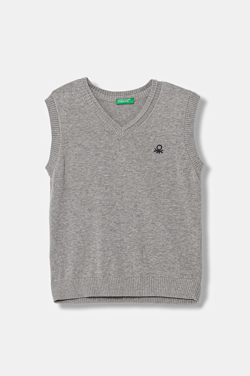 United Colors of Benetton vestă din bumbac pentru copii culoarea gri, light, 120YC400O United Colors of Benetton vestă din bumbac pentru copii culoarea gri, light, 120YC400O