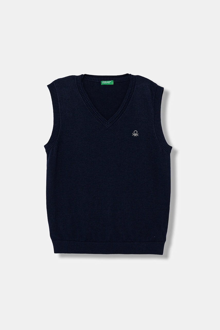 Levně Dětská bavlněná vesta United Colors of Benetton tmavomodrá barva, 120YC400O