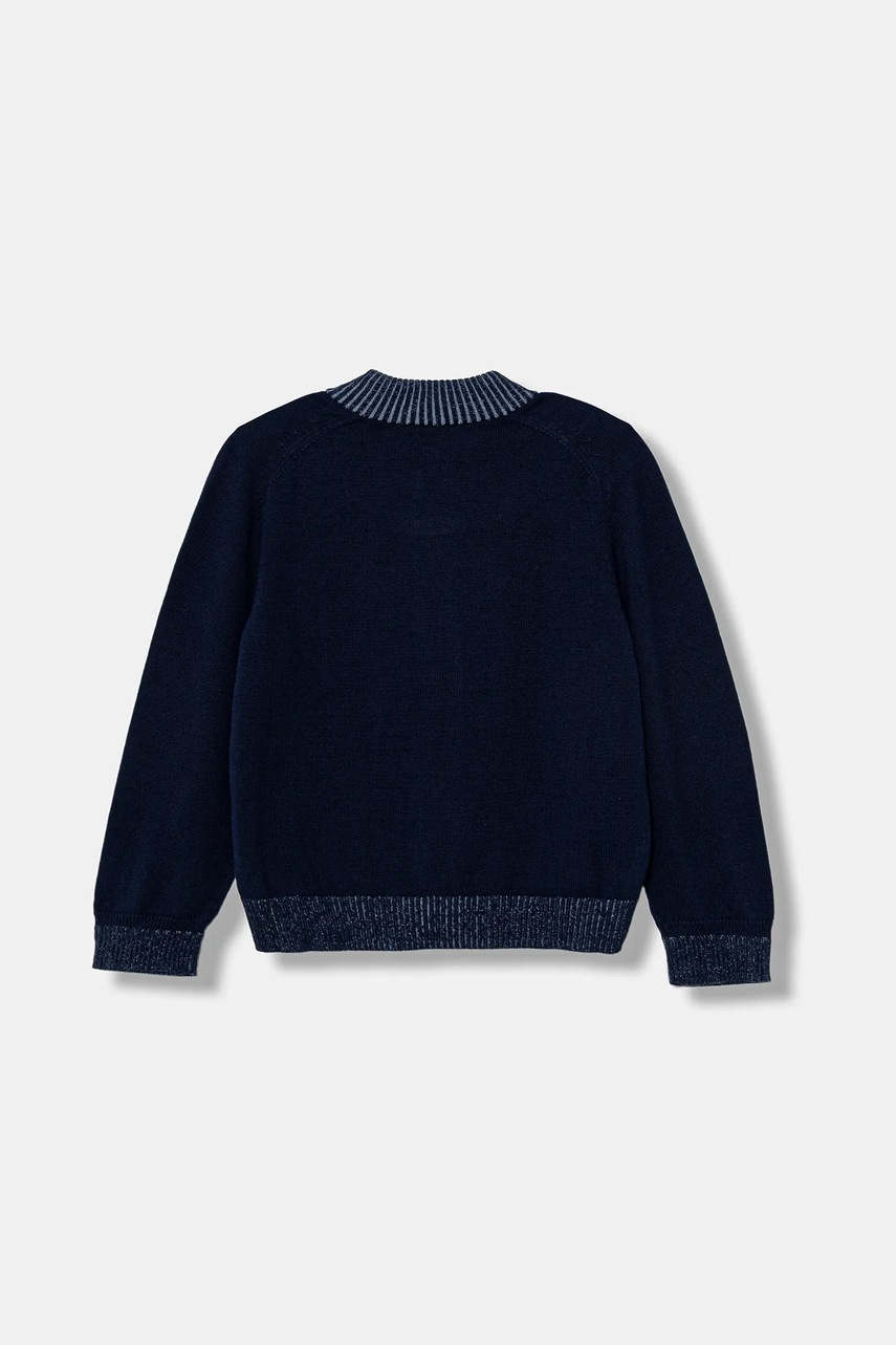 Детский хлопковый кардиган United Colors of Benetton цвет синий 120YC500W Детский хлопковый кардиган United Colors of Benetton цвет синий 120YC500W