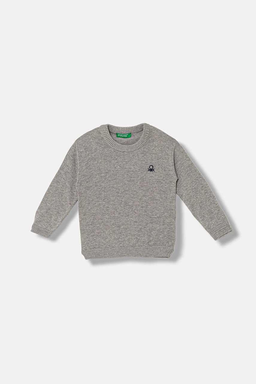 United Colors of Benetton pulover de bumbac pentru copii culoarea gri, light, 120YG100X