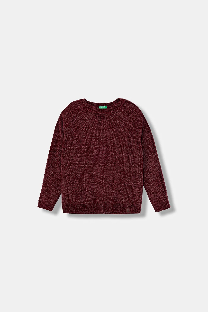 Levně Dětský svetr United Colors of Benetton vínová barva, 16CLC108T