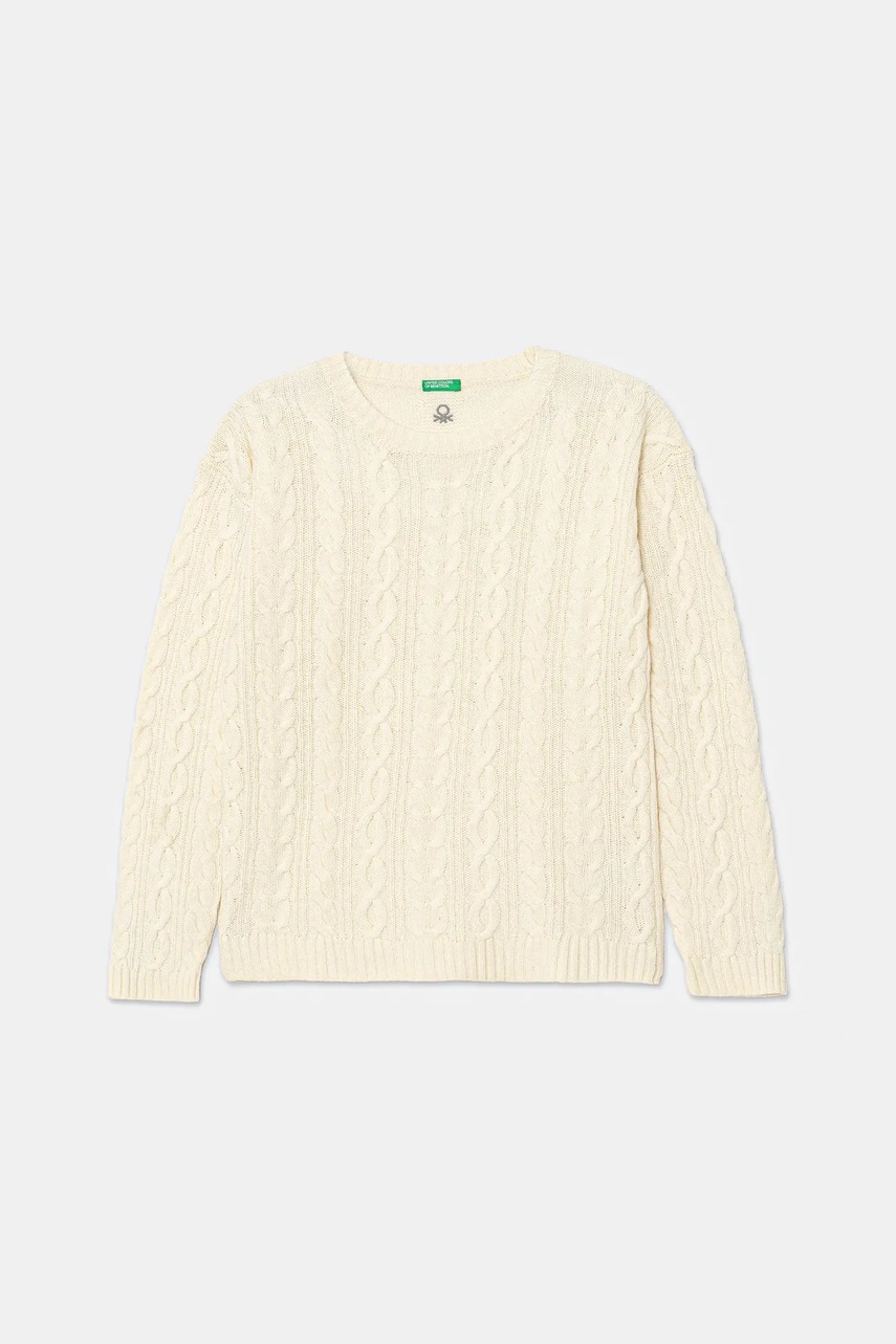 United Colors of Benetton pulover de lână pentru copii culoarea bej, 1344C107G