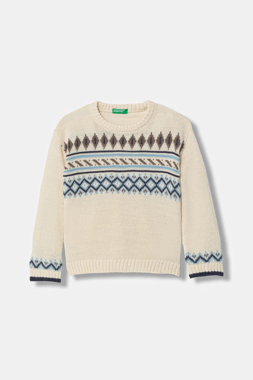 United Colors of Benetton pulover de lână pentru copii culoarea bej, light, 1PF6H1030