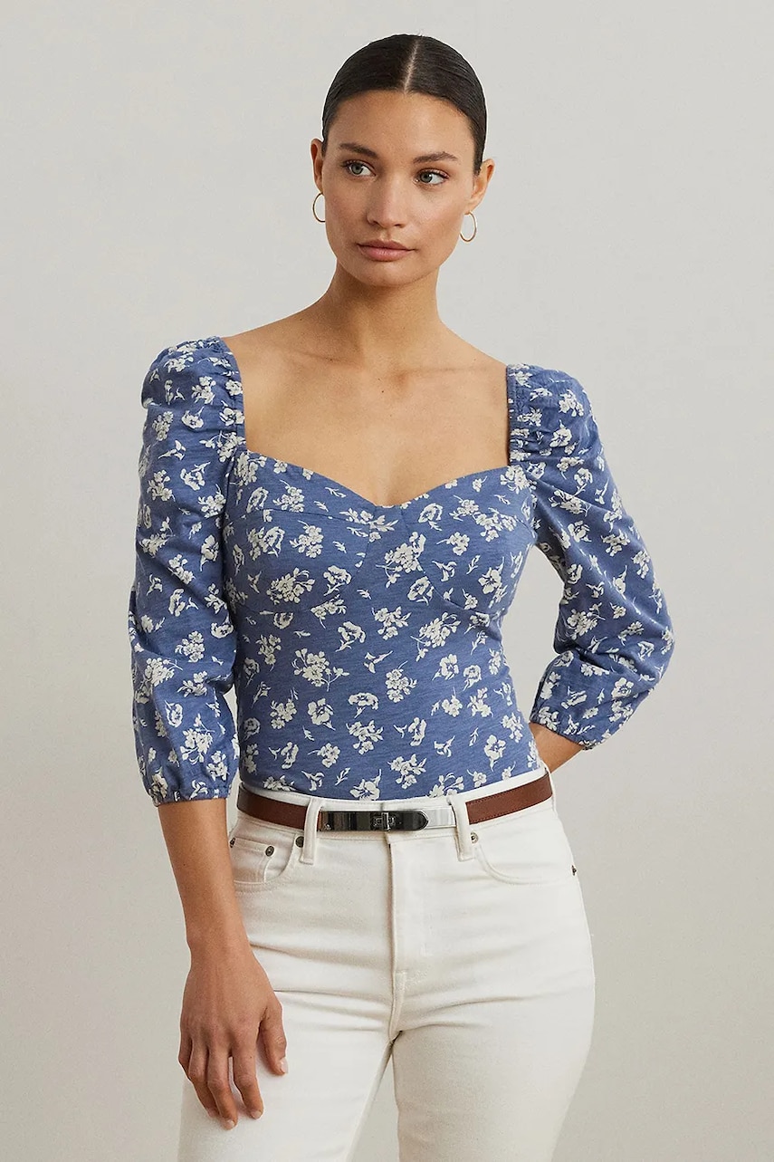 Levně Top Lauren Ralph Lauren dámský, modrá barva, 200971027