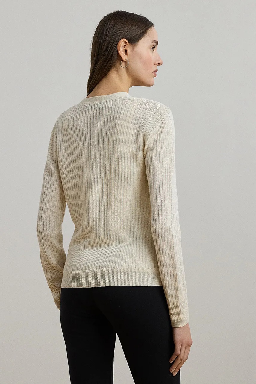 Льняной кардиган Lauren Ralph Lauren цвет бежевый лёгкий 200971350