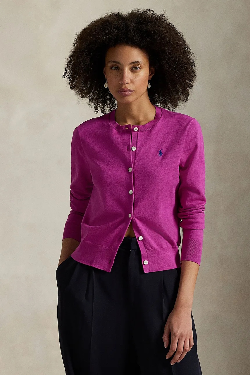 Levně Kardigan Polo Ralph Lauren dámský, růžová barva, 211971871