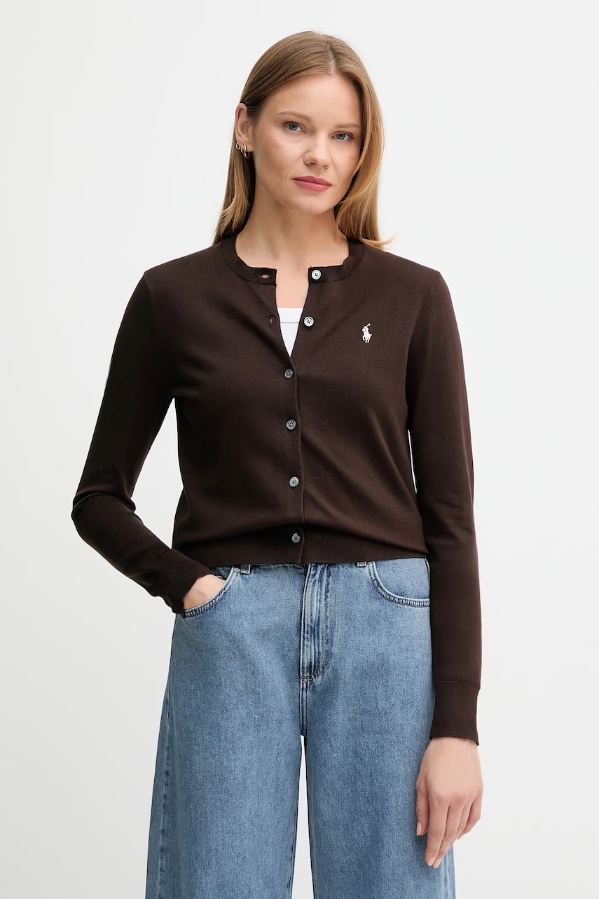 Levně Kardigan Polo Ralph Lauren dámský, hnědá barva, 211971871