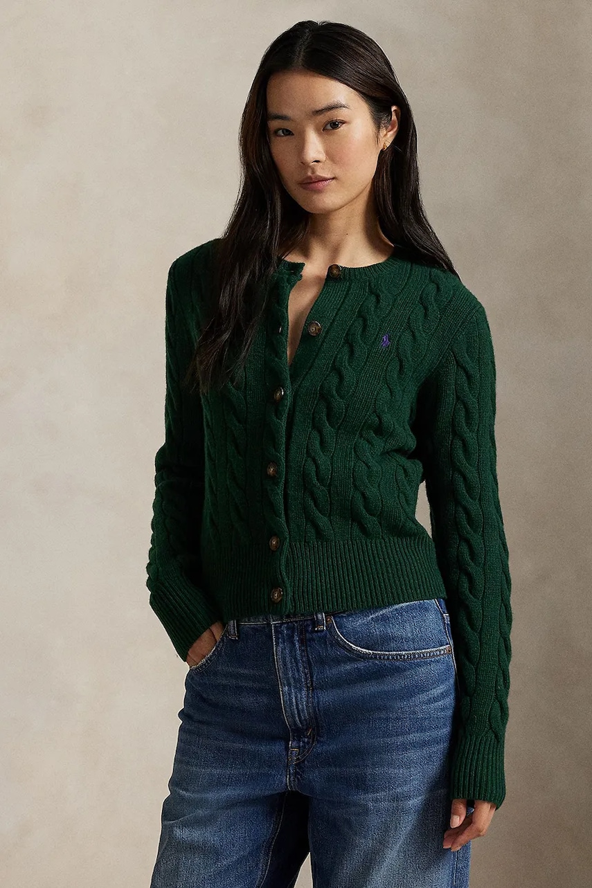 Levně Svetr Polo Ralph Lauren dámský, zelená barva, 211972104
