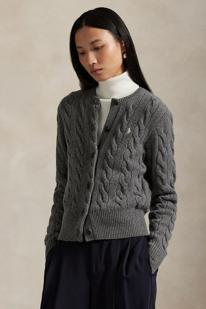 Levně Svetr Polo Ralph Lauren dámský, šedá barva, 211972104