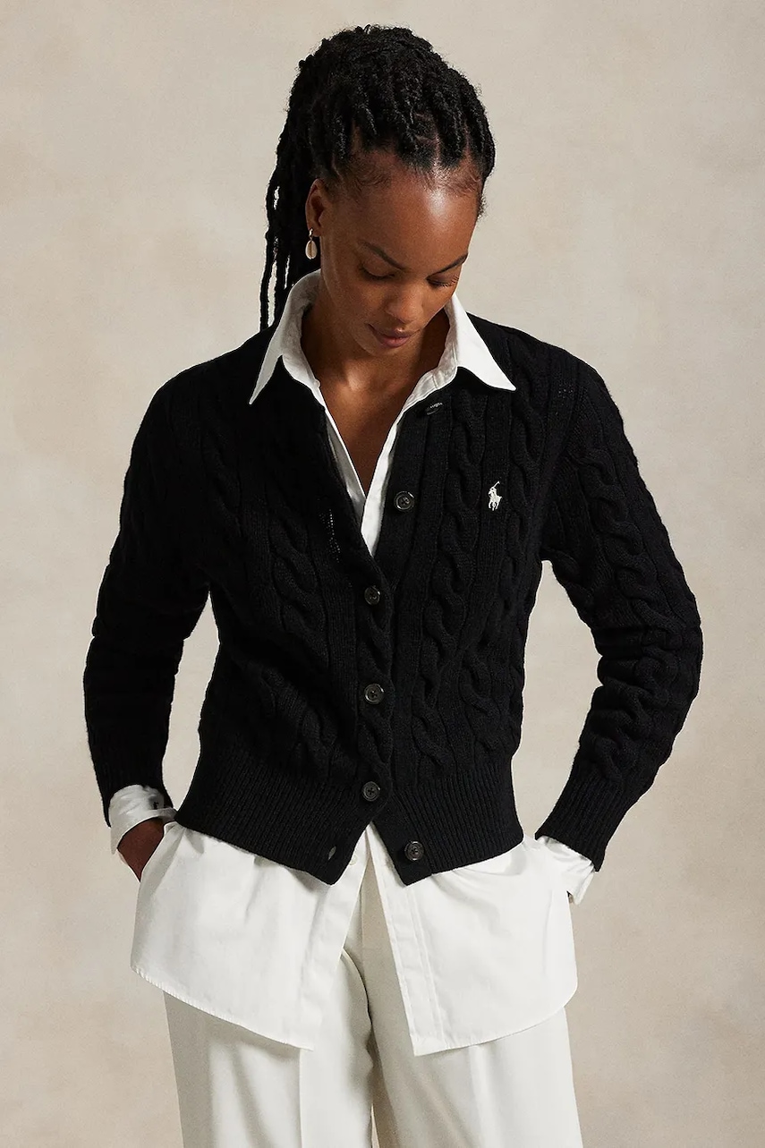 Polo Ralph Lauren sweter wełniany damskie kolor czarny 211972104