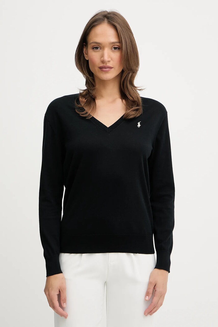 Levně Bavlněný svetr Polo Ralph Lauren dámský, černá barva, 211972105