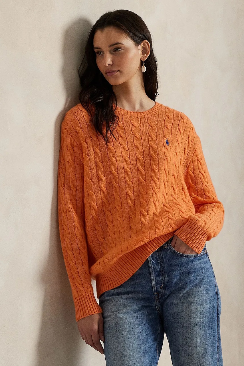 Levně Svetr Polo Ralph Lauren dámský, oranžová barva, 211972115