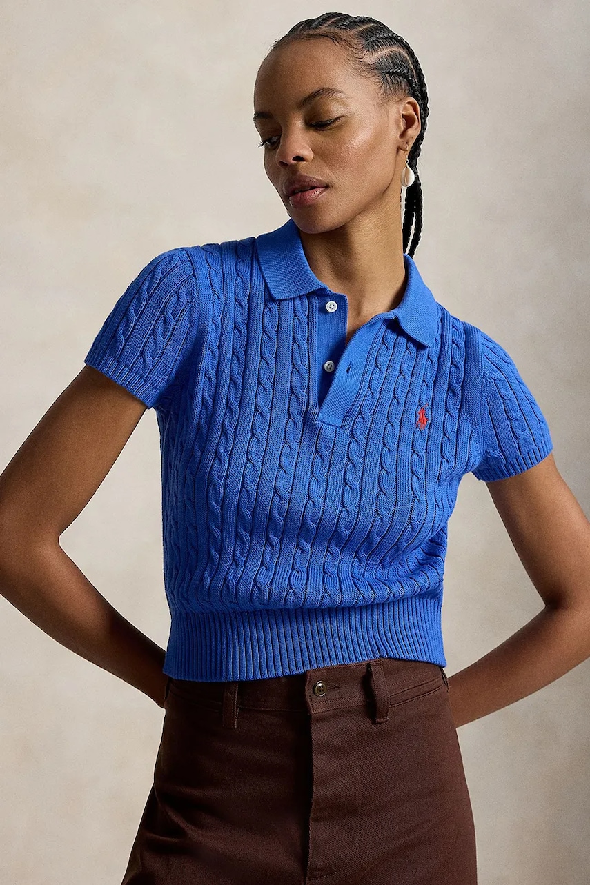 Polo Ralph Lauren pulover cu mânecă scurtă pentru femei din bumbac
