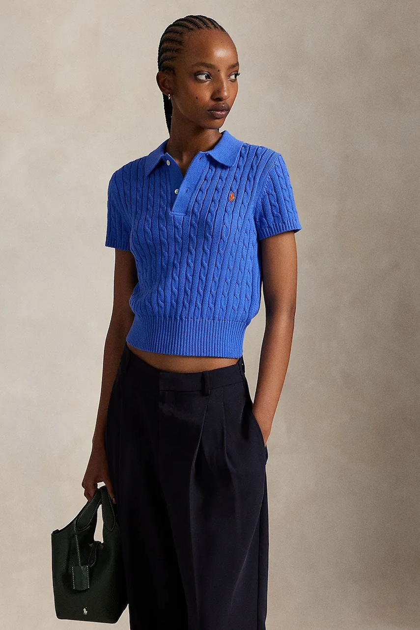 Levně Bavlněný svetr Polo Ralph Lauren dámský, modrá barva, 211972118
