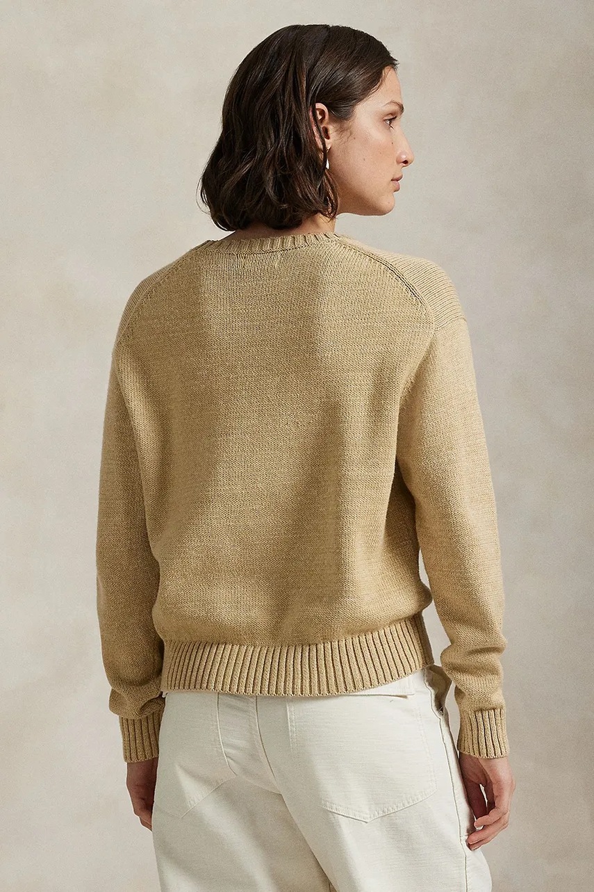 Хлопковый свитер Polo Ralph Lauren цвет бежевый лёгкий 211972121