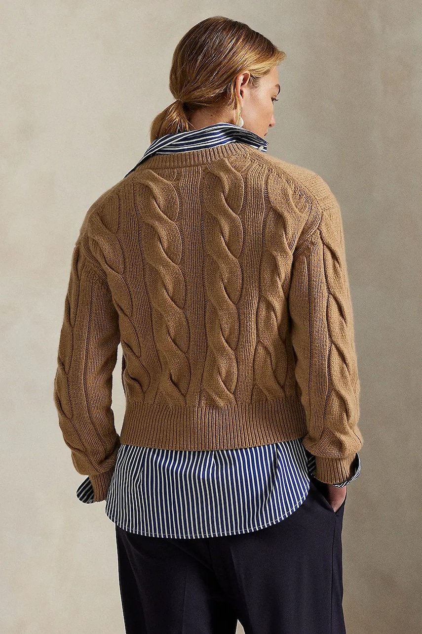 Шерстяной кардиган Polo Ralph Lauren цвет бежевый 211972128 Шерстяной кардиган Polo Ralph Lauren цвет бежевый 211972128