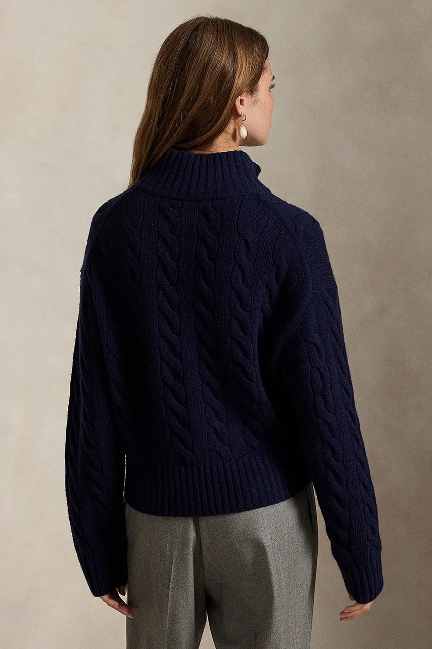 Шерстяной свитер Polo Ralph Lauren цвет синий с полугольфом 211972130