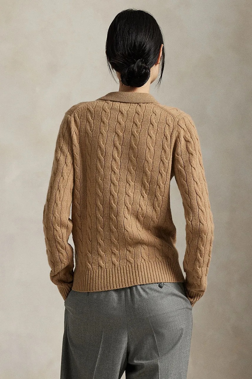 Шерстяной свитер Polo Ralph Lauren цвет бежевый лёгкий 211972132