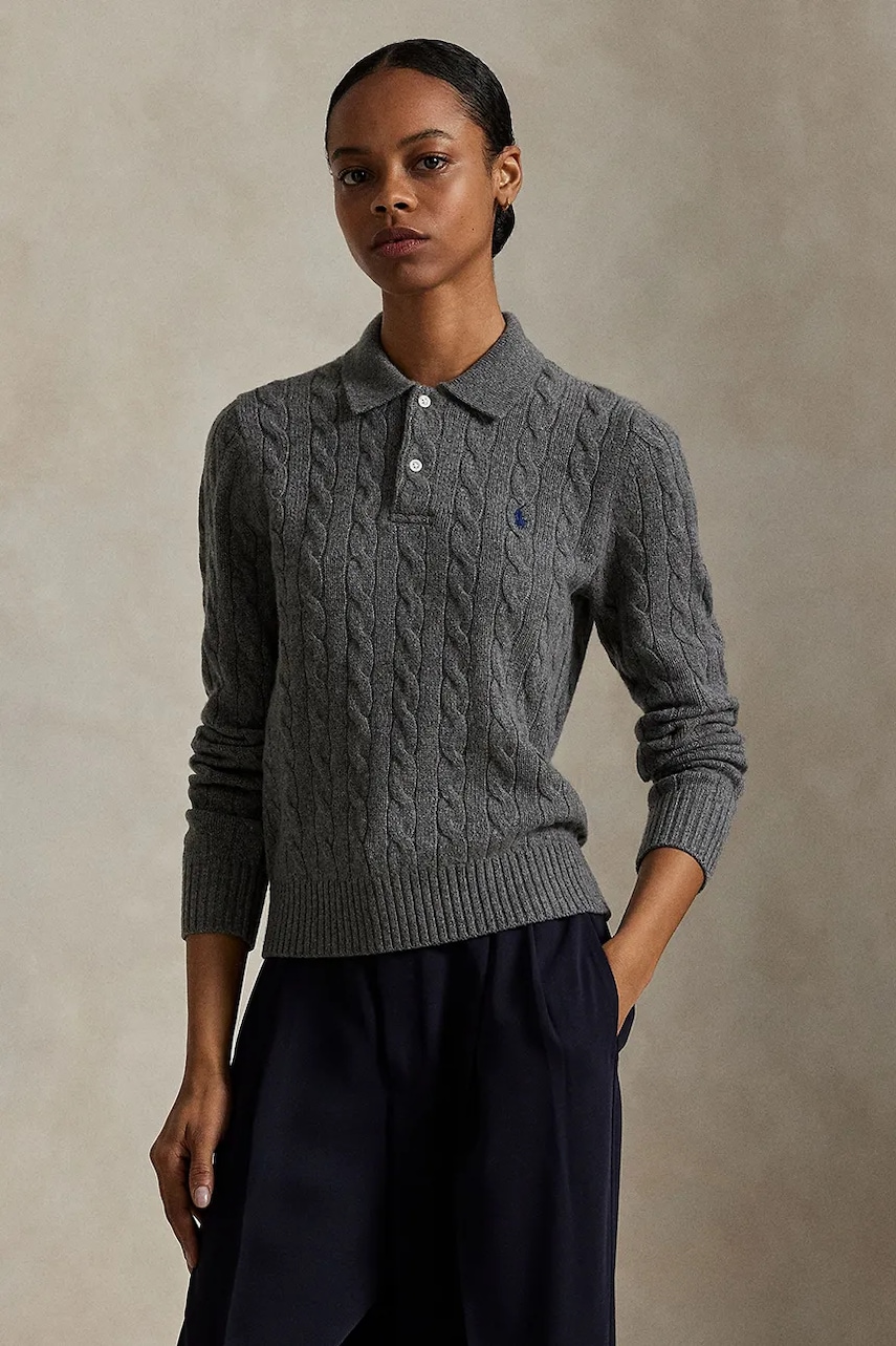 Polo Ralph Lauren sweter damski wełniany szary 211972132
