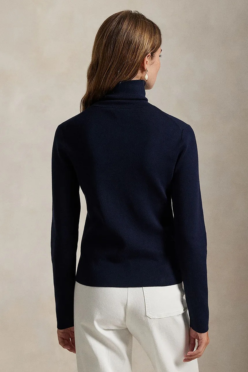 Хлопковый свитер Polo Ralph Lauren цвет синий с гольфом 211972136