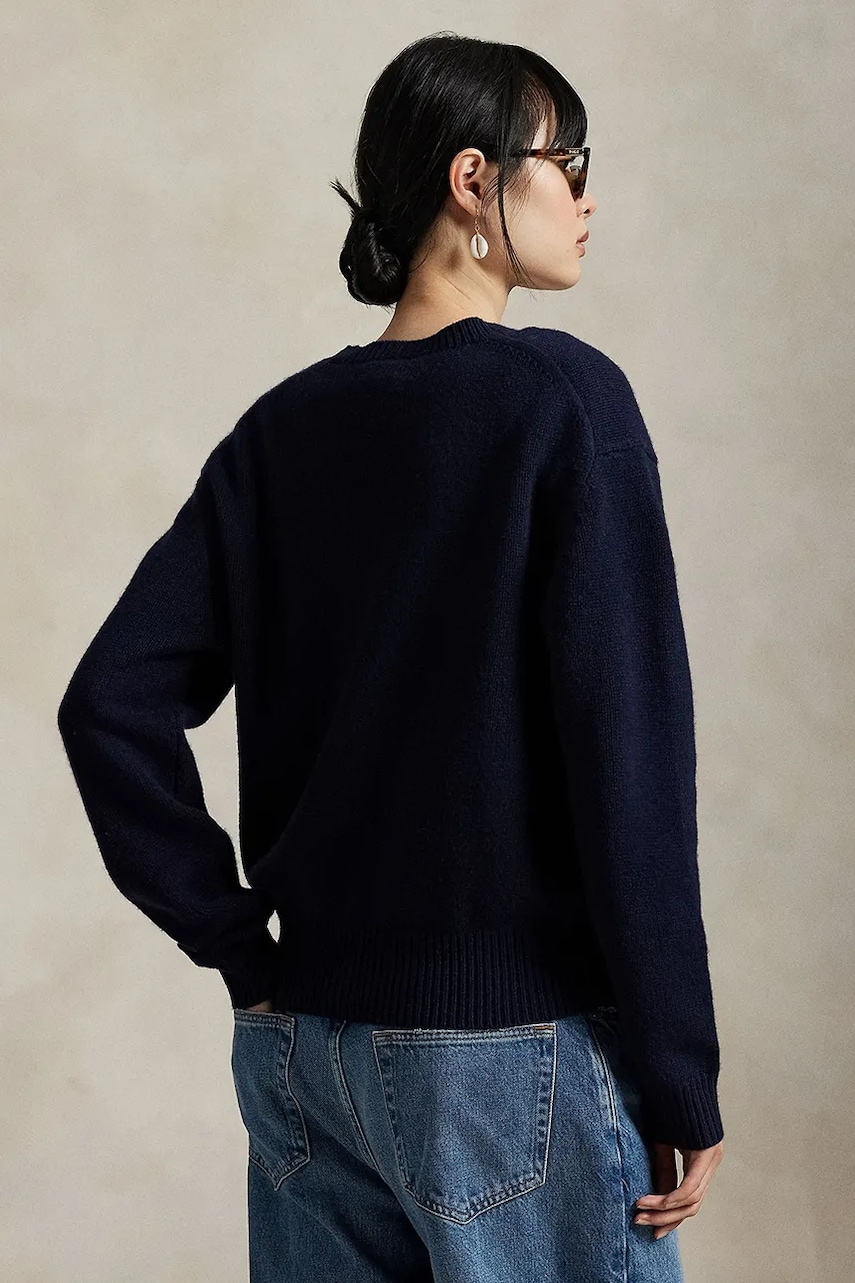 Шерстяной свитер Polo Ralph Lauren цвет синий  211972139 Шерстяной свитер Polo Ralph Lauren цвет синий  211972139