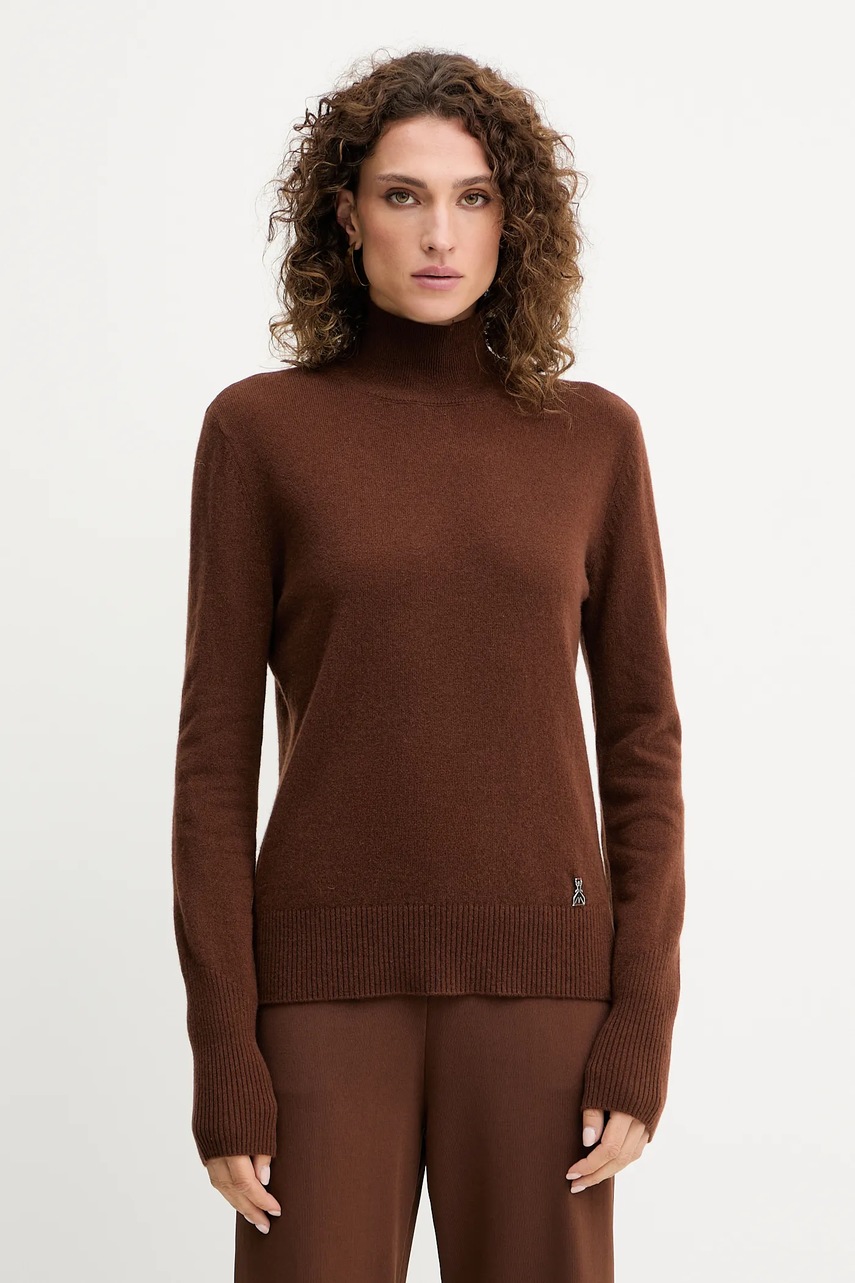 Levně Vlněný svetr Patrizia Pepe dámský, hnědá barva, s pologolfem, 8K0319 K247