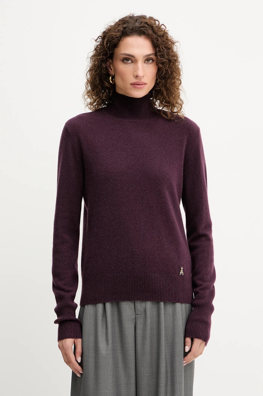 Levně Vlněný svetr Patrizia Pepe dámský, vínová barva, s pologolfem, 8K0319 K247