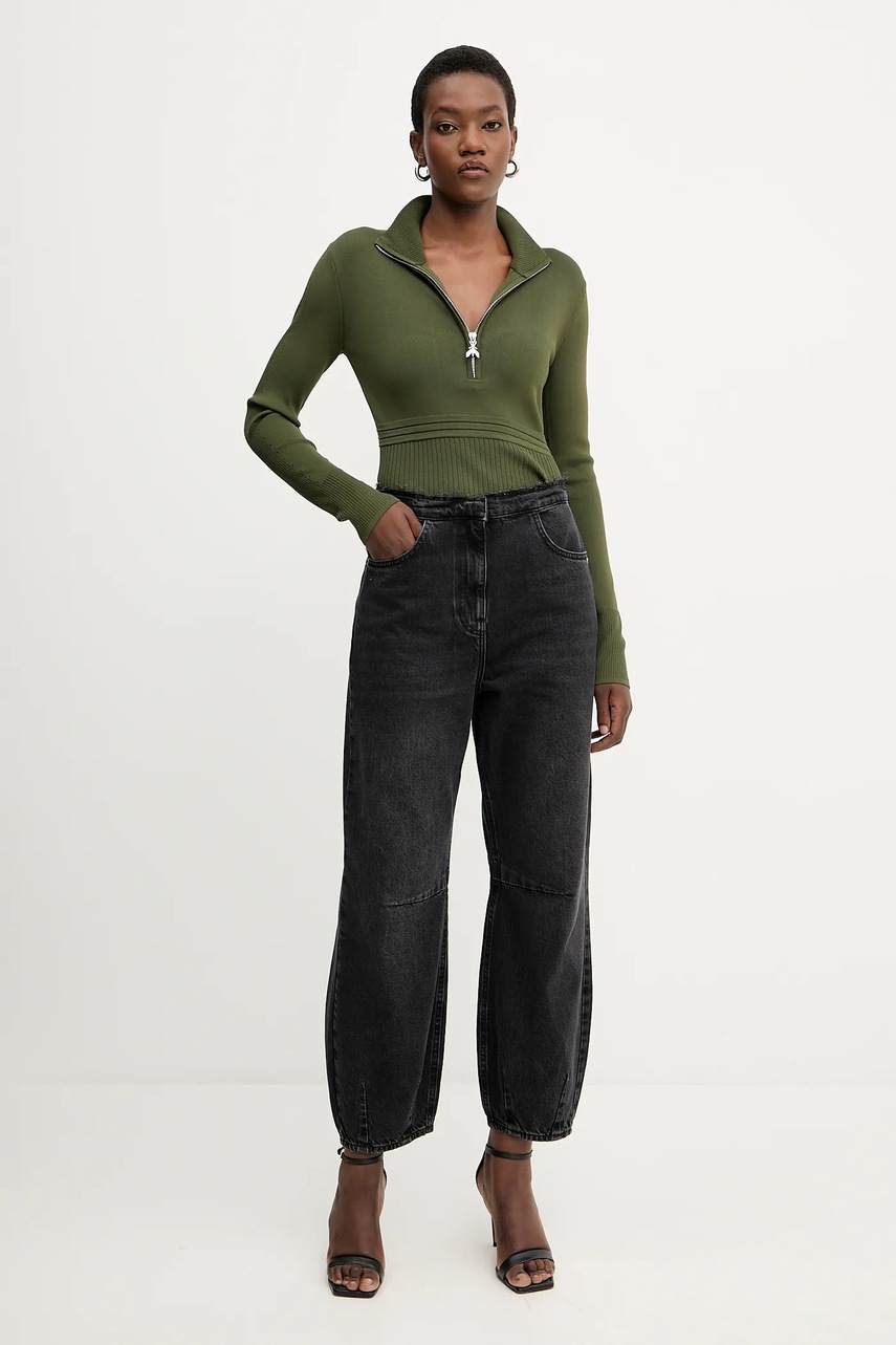 Свитер Patrizia Pepe цвет зелёный с полугольфом 8K0323 K274