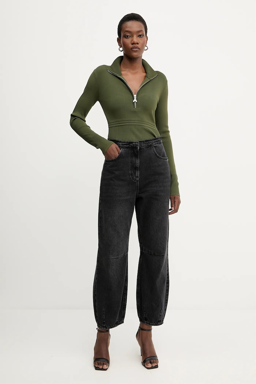 Свитер Patrizia Pepe цвет зелёный с полугольфом 8K0323 K274 Свитер Patrizia Pepe цвет зелёный с полугольфом 8K0323 K274