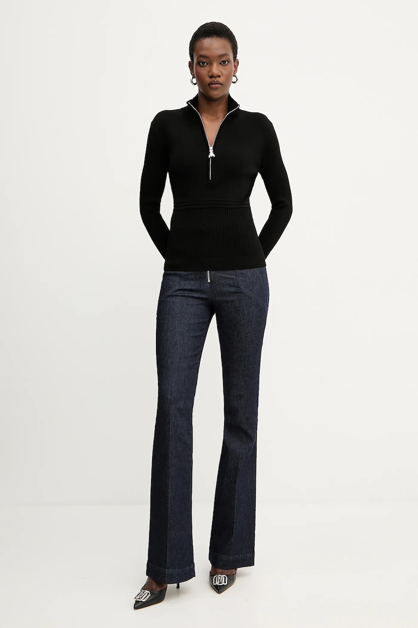 Свитер Patrizia Pepe цвет чёрный с полугольфом 8K0323 K274 Свитер Patrizia Pepe цвет чёрный с полугольфом 8K0323 K274