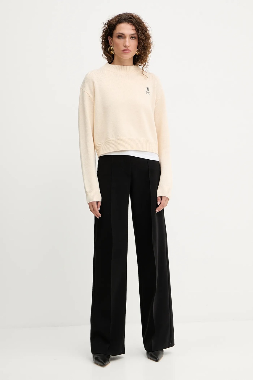 Шерстяной свитер Patrizia Pepe цвет бежевый с полугольфом 8K0336 K282 Шерстяной свитер Patrizia Pepe цвет бежевый с полугольфом 8K0336 K282