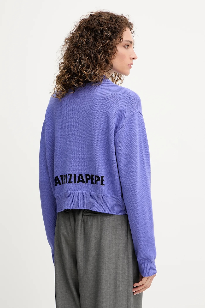 Levně Vlněný svetr Patrizia Pepe dámský, fialová barva, s pologolfem, 8K0336 K282