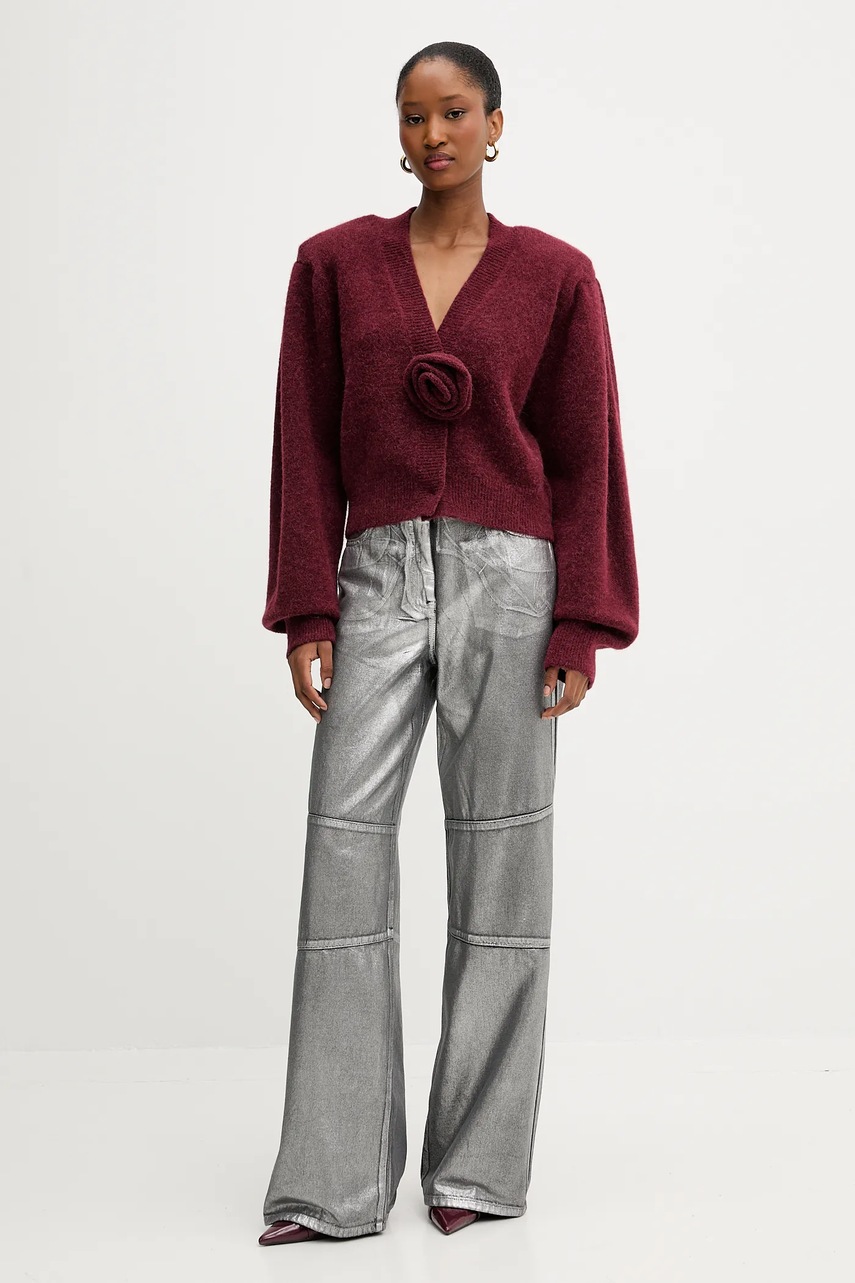 Кардиган с шерстью Rotate цвет бордовый 1142762734