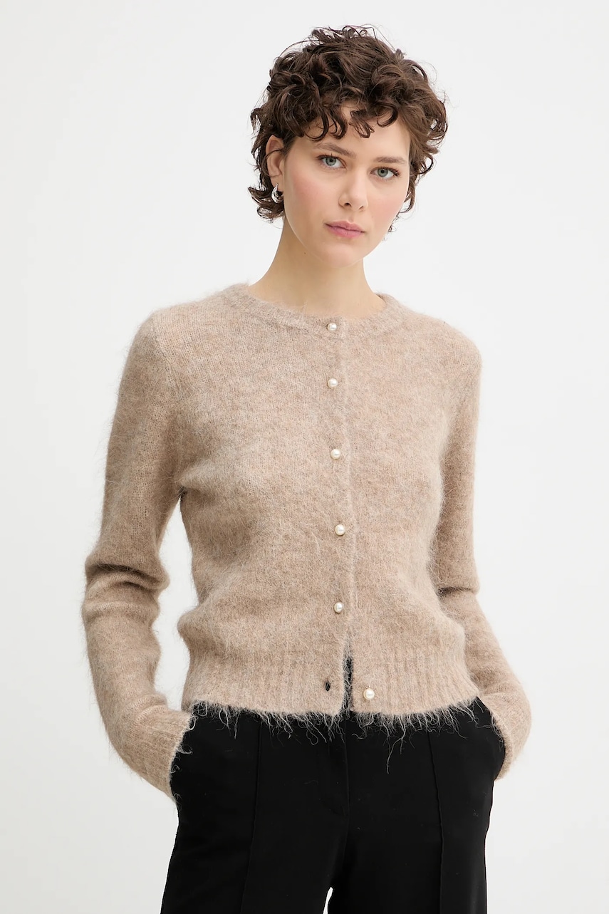 MUNTHE cardigan din lână POVILLA culoarea bej, 252160025272