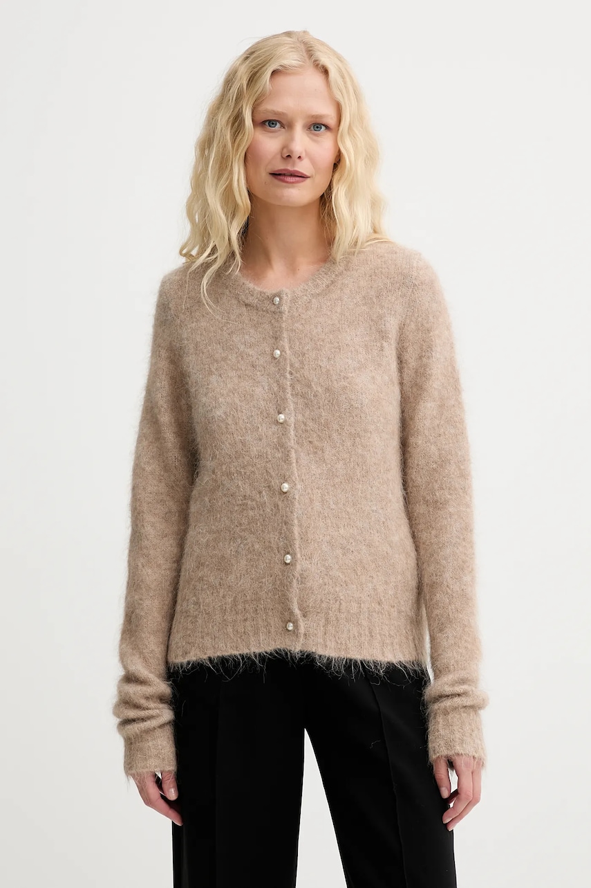 MUNTHE cardigan din lână POVILLA culoarea bej, 252160025272