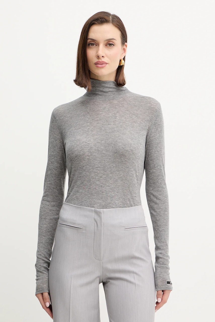 Elisabetta Franchi pulover din amestec de lână culoarea gri, light, MD61B56E2