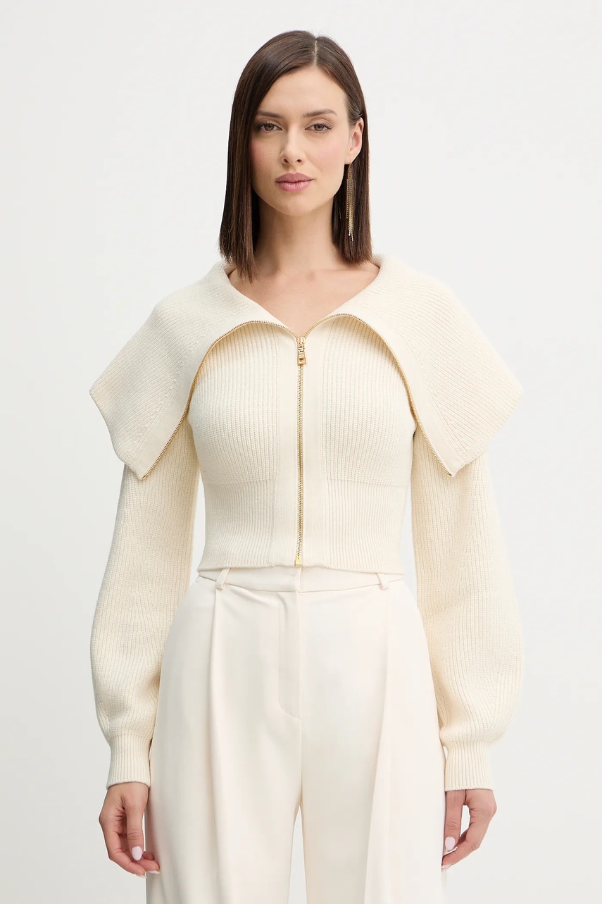 Elisabetta Franchi cardigan din amestec de lână culoarea bej, light, MK04S56E2