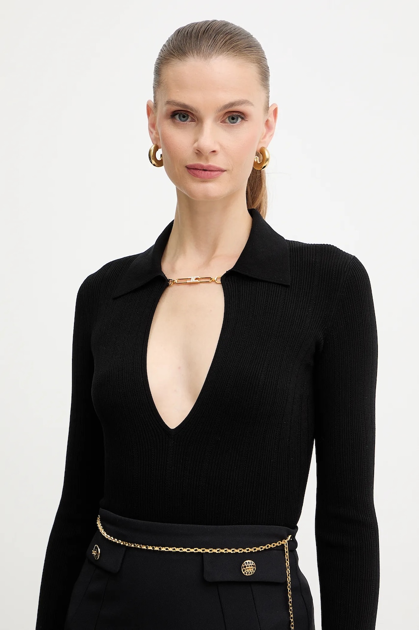Elisabetta Franchi pulover din amestec de mătase culoarea negru, light, MK09B56E2